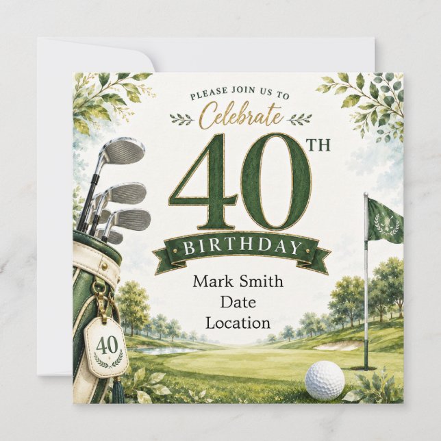 Golf 40-årsdag  inbjudningar (Framsida)
