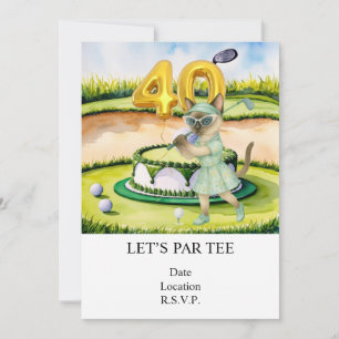 Golf 40-årsdag med tårta för kattälskare inbjudningar