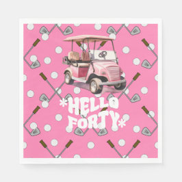 Golf 40-årsdagen med rosa kartkvinna golfer pappersservett