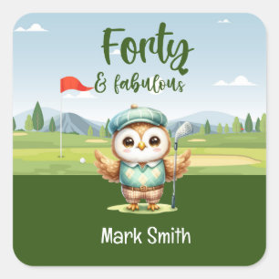 Golf 40-årsdagen party golferfödelsedag fyrkantigt klistermärke