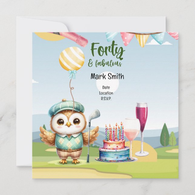 Golf 40-årsdagen party golferfödelsedag inbjudningar (Framsida)