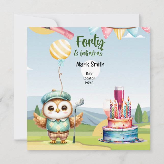 Golf 40-årsdagen party golferfödelsedag spara datumet (Framsida)