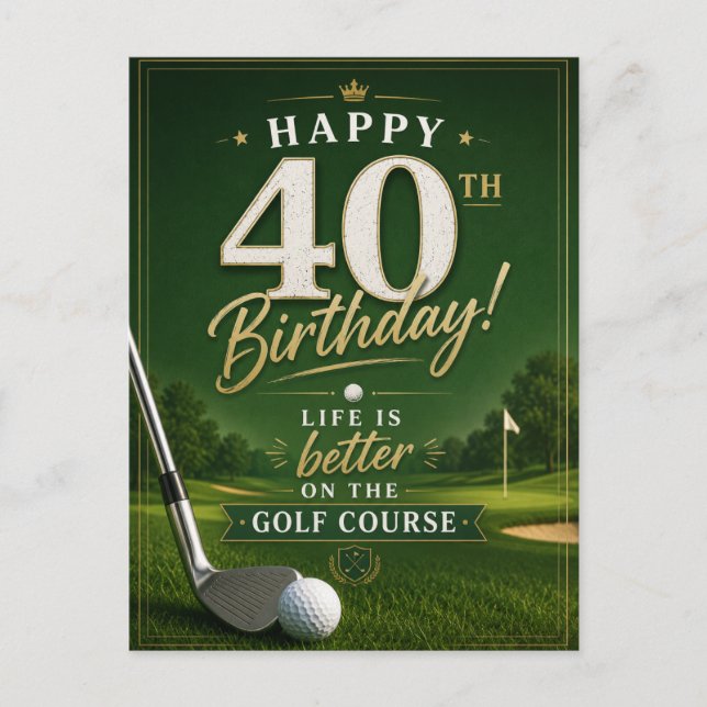 Golf 40-årsfirande Spara datum för golf-fest Vykort (Framsida)