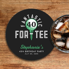 Golf 40:e födelsedag Party Fantastisk for-Tee Blac Underlägg Papper Rund
