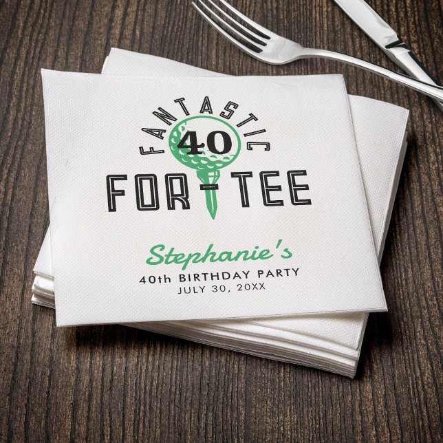 Golf 40:e födelsedag Party Fantastisk för vit tee Pappersservett (Golf 40th Birthday Party Fantastic For-Tee White Napkins
)
