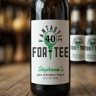 Golf 40:e födelsedag Party Fantastisk för vit tee Vinflaska Etikett