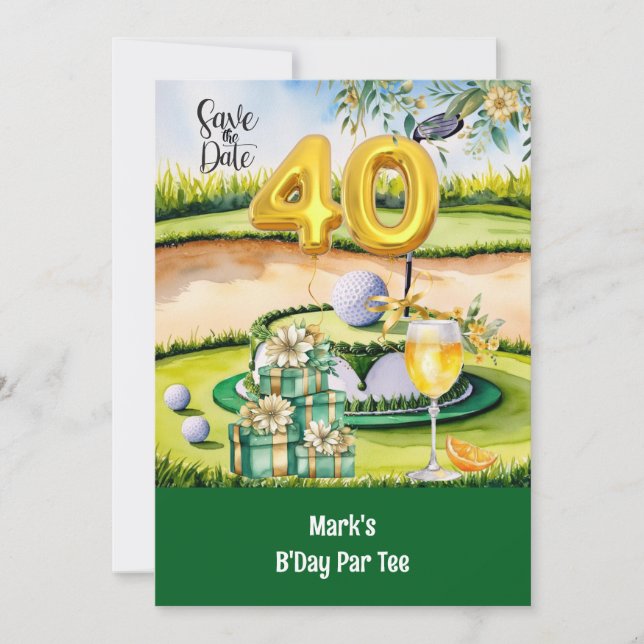 Golf 40:e födelsedagen med kummel på Golfer Inbjudningar (Framsida)