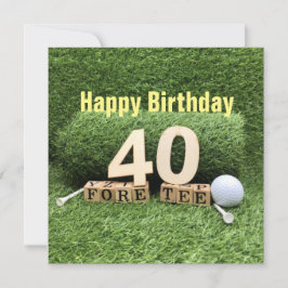 Golf 40:e födelsedagen med nummer och golf boll-ko kort