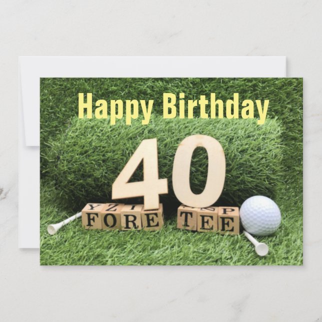 Golf 40:e födelsedagen med nummer och golf boll kort (Framsida)