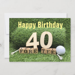 Golf 40:e födelsedagen med nummer och golf boll kort