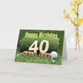 Golf 40:e födelsedagen med nummer och golf boll kort
