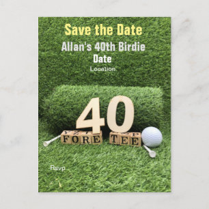 Golf 40:e födelsedagen Party med golf boll och T Vykort