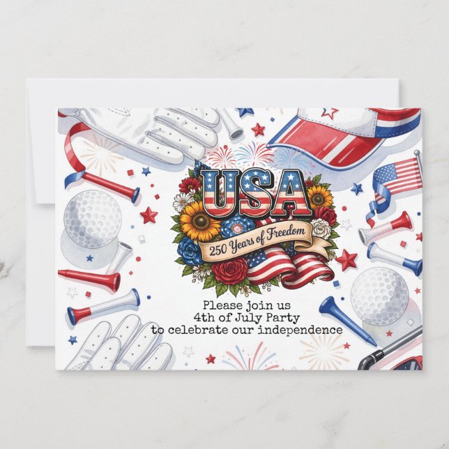 Golf 4 juli 250 år självständighet vykort (Framsida)
