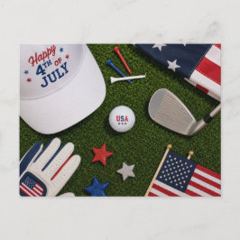 Golf 4 juli boll med amerikansk golfspelare tema vykort