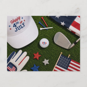 Golf 4 juli boll med amerikansk golfspelare tema vykort