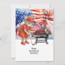 Golf 4 juli katt inbjudningskort spara datumet