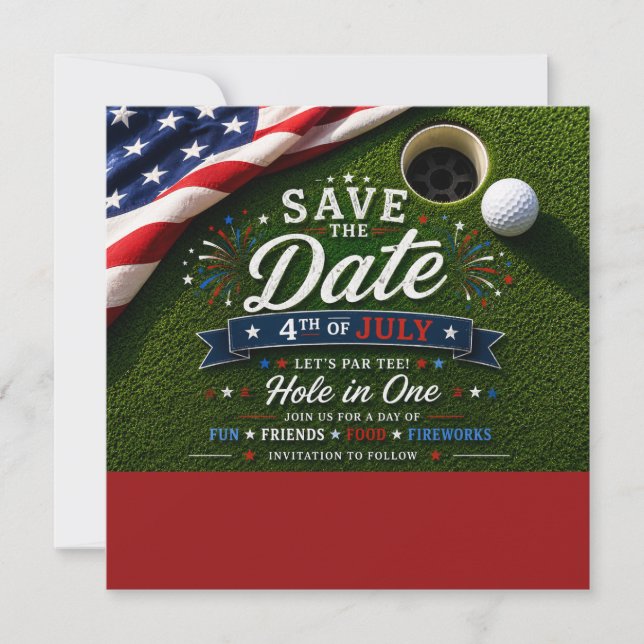 Golf 4 juli självständighetsdag för amerikansk gol julkort (Framsida)