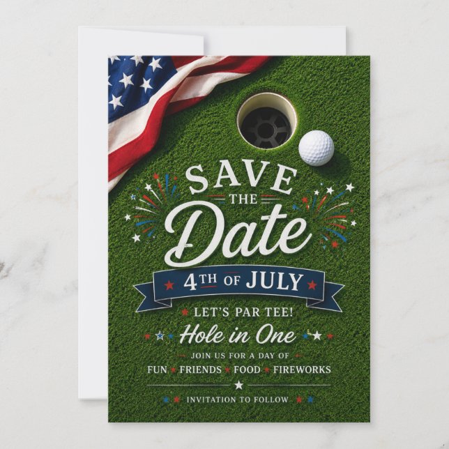 Golf 4 juli självständighetsdag för amerikansk gol spara datumet (Framsida)