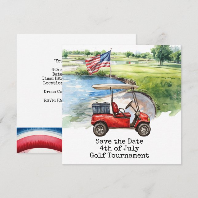 Golf 4 juli självständighetsdag för golfare  spara datumet (Fram/baksida)