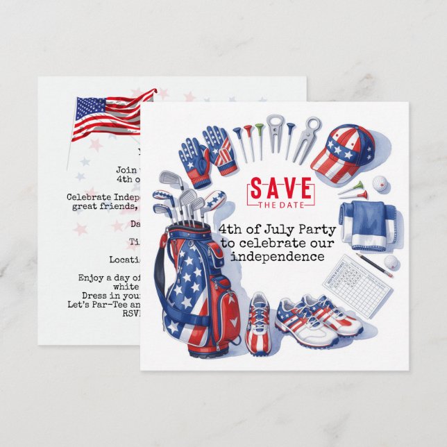 GOLF  4 juli   självständighetsdag golfar firande  Spara Datumet (Fram/baksida)