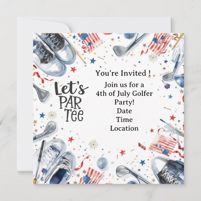 GOLF 4 juli   Självständighetsdag Golftajmatsfest  Inbjudningar (Framsida)