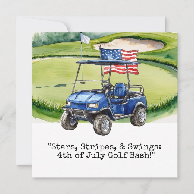 Golf 4 juli självständighetsdag  inbjudningar (Framsida)