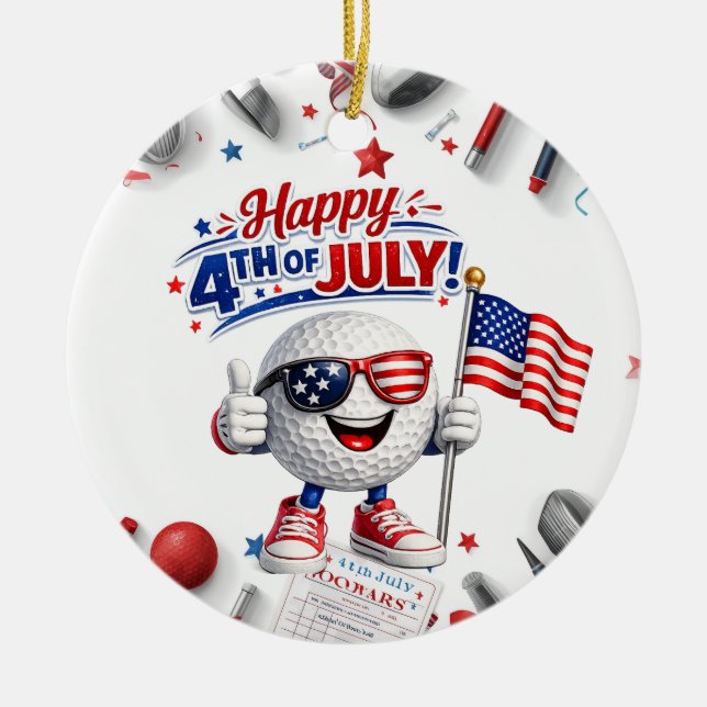 Golf 4 juli självständighetsdag  julgransprydnad keramik (Framsidan)