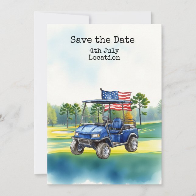 Golf 4 juli självständighetsdag med grillfest inbjudningar (Framsida)