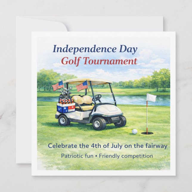 Golf  4th July Independence Day  Inbjudningar (Framsida)
