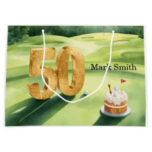Golf 50-årsdag för golfare med tårta på green