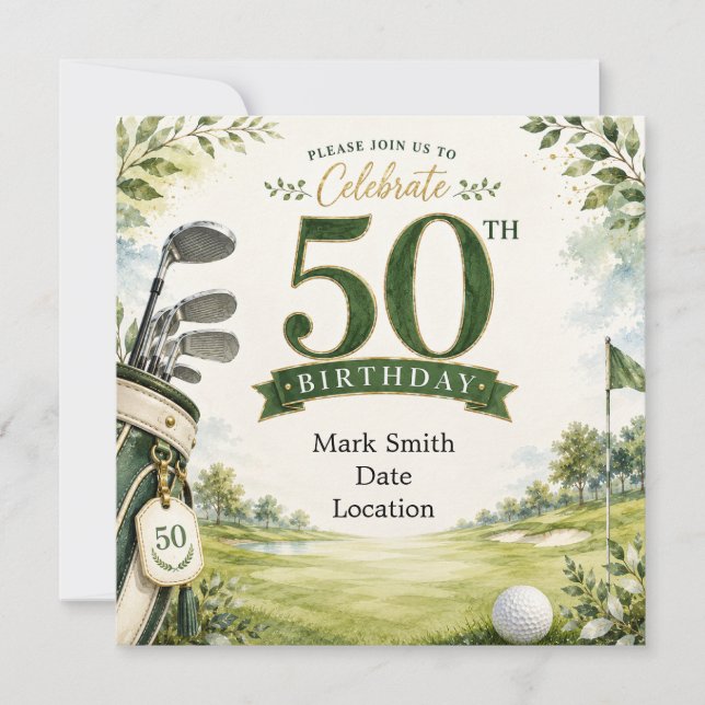 Golf 50-årsdag  inbjudningar (Framsida)