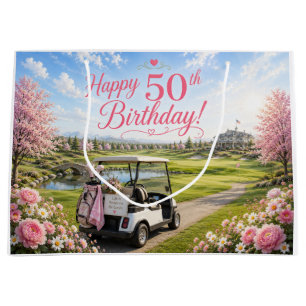 Golf 50-årsfirande för kvinnlig golfare med golfkä