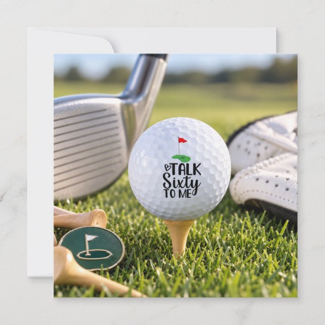 Golf 60-årsfirande med golfboll på tee inbjudningar (Framsida)