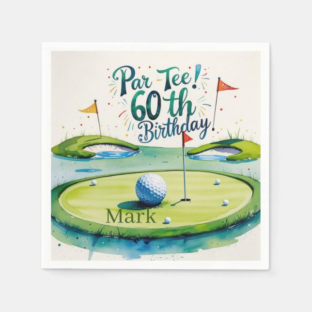 Golf 60-årsfirande Par tee Golfare Festa Pappersservett (Framsidan)