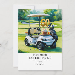 Golf 60:e födelsedag med Golf Cart på att sätta Gr Inbjudningar