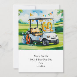 Golf 60:e födelsedag med Golf Cart på att sätta Gr Inbjudningar