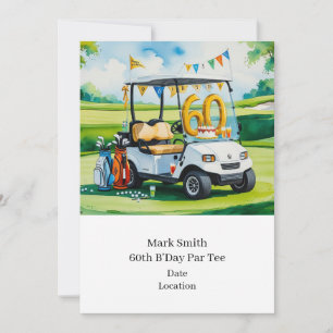 Golf 60:e födelsedag med Golf Cart på att sätta Gr Inbjudningar