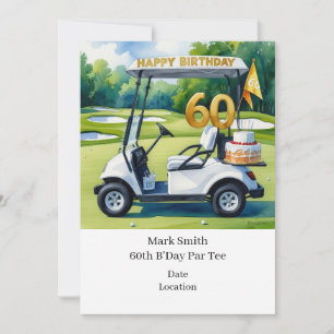 Golf 60:e födelsedag med Golf Cart på att sätta Gr Inbjudningar