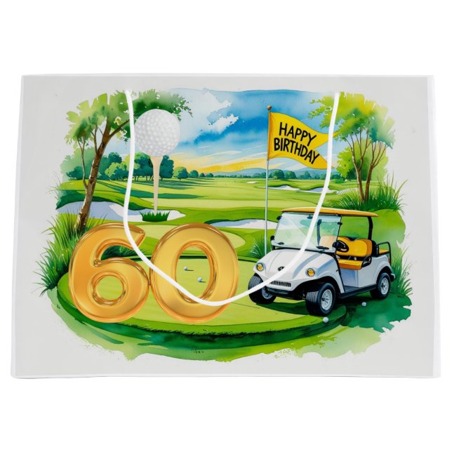 Golf 60:e födelsedag med golfkarts vattenfärg (Framsidan)