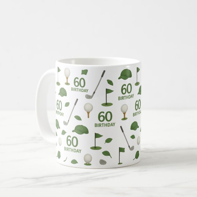 Golf 60:e födelsedagen för Golfer med boll och T Kaffemugg (Framsida vänster)
