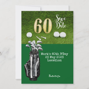 Golf 60:e födelsedagen med golf boll på grönt inbjudningar