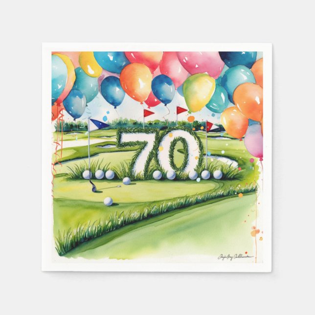 Golf 70-årsdag för golfare  pappersservett (Framsidan)