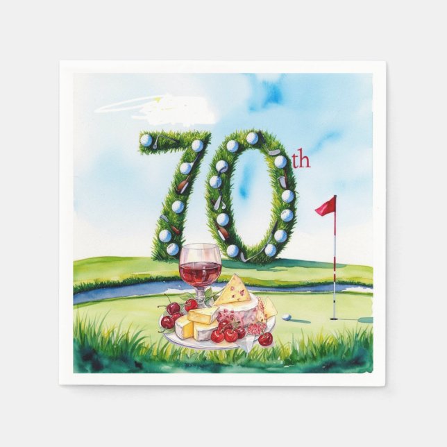 Golf 70-årsdag för golfare  pappersservett (Framsidan)