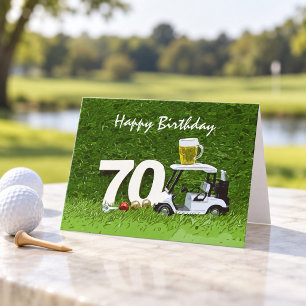 Golf 70-årsfest med öl på vagn kort