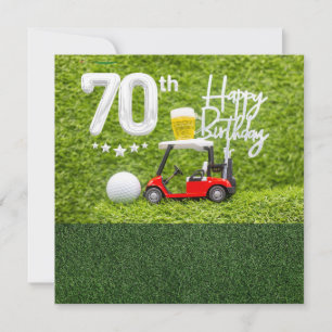 Golf 70:e födelsedagen med golfvagn för golfer kort