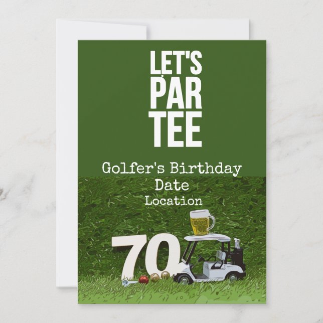 Golf 70:e Födelsedagsfesten med golf boll T Inbjudningar (Framsida)