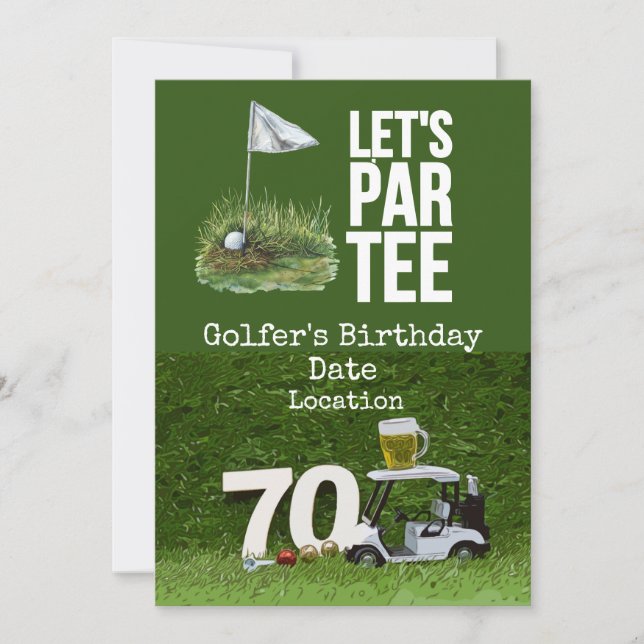 Golf 70:e Födelsedagsfesten med golf boll T Inbjudningar (Framsida)