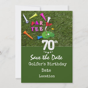 Golf 70:e Födelsedagsfesten med golf boll T-vagn Inbjudningar