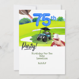 Golf 75:e Birthday för golfer med golfvagn Inbjudningar
