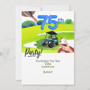 Golf 75:e Birthday för golfer med golfvagn Inbjudningar